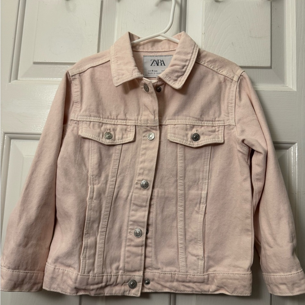 Zara Pink jean jacket girls size 5